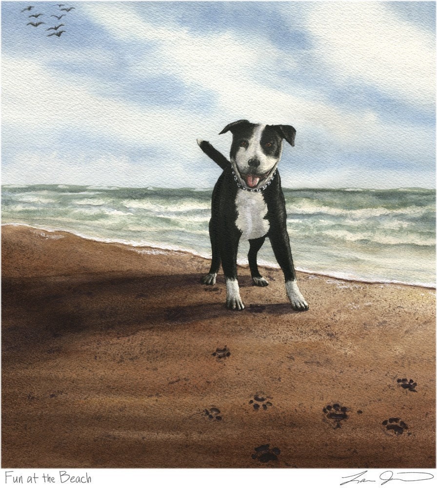 Fun at the Beach Dog Print