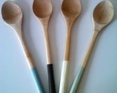 Wooden Spoons Set of 4: Yellow, Blue, Light Green and Dark Green
