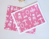 Victorian Home Stationary - Set Of 6 - Pink And White
