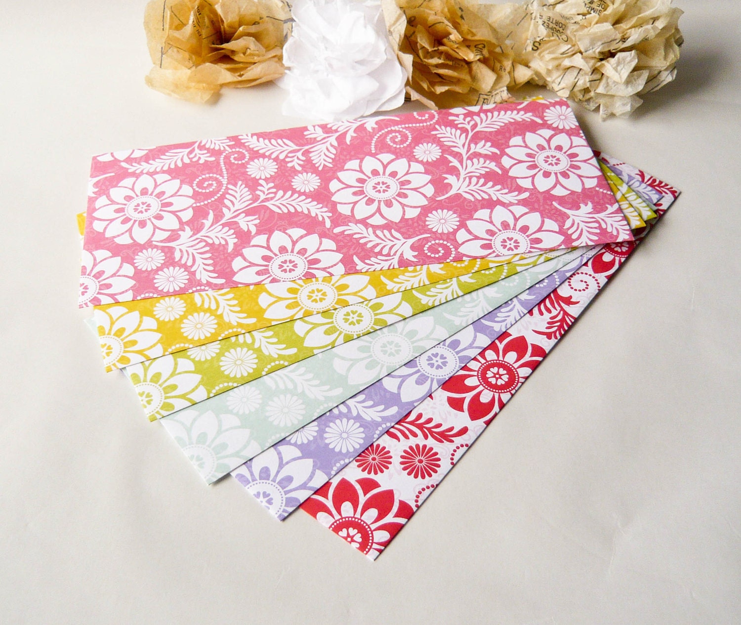 6 Bright Spring Floral Envelopes Size - Legal / Letter
