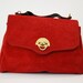 vintage 1980s / red / suede / leather / cross body / purse / hand bag