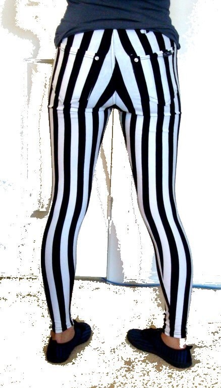 black white vertical striped pants