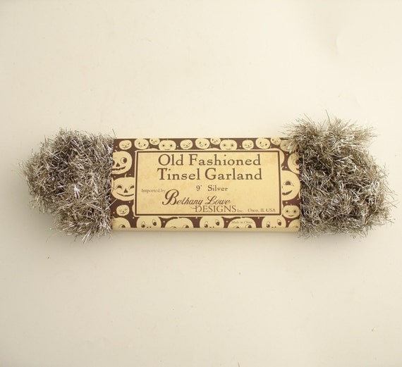 silver tinsel garland vintage style christmas by efinegifts silver tinsel garland vintage style christmas by efinegifts