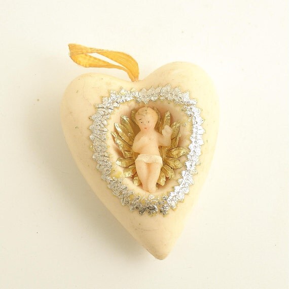 vintage wax ornament christmas heart w baby jesus by vintage wax ornament christmas heart w baby jesus by