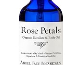 Rose Petals - Scented Luxury Decollete Oil with Pomegranate and Moroccan Argan  - All Natural and Organic Skin Care