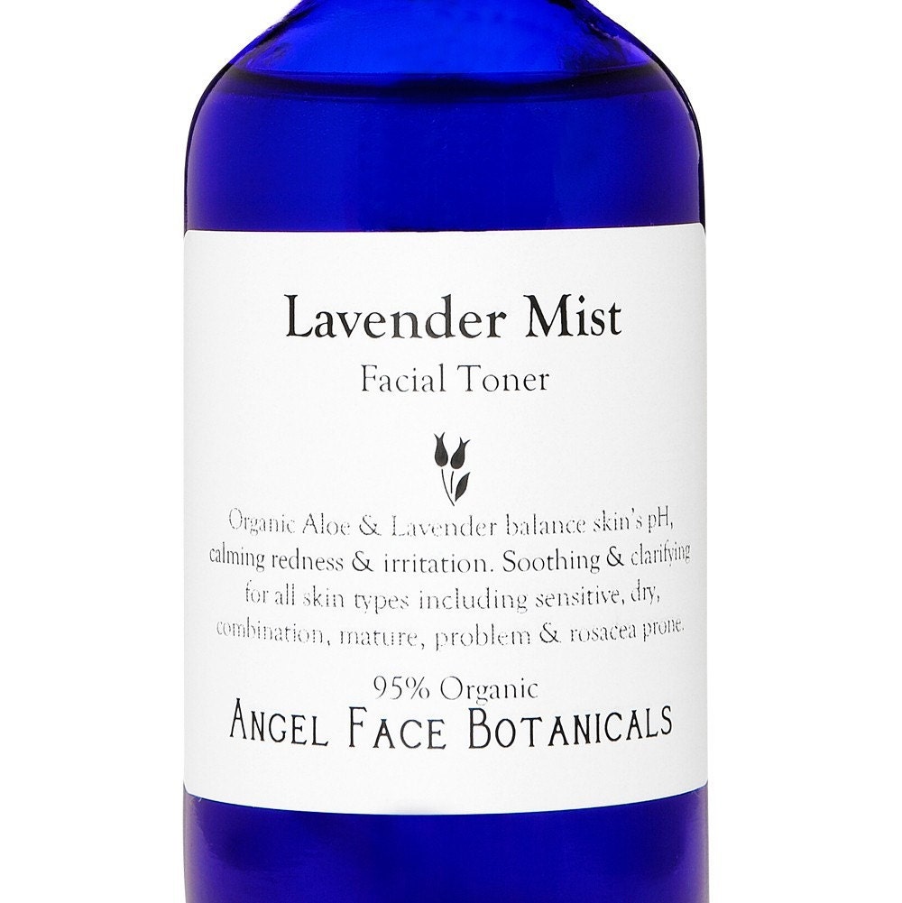 Lavender Mist - Organic Lavender and Aloe Vera Facial Toner - Clarifying Balancing and Oil-Controlling - Vegan 8 oz
