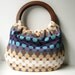 Handbag Purse with Wood Handle - Plum Ombre Dot with Interior Zipper Pocket READY TO SHIP
