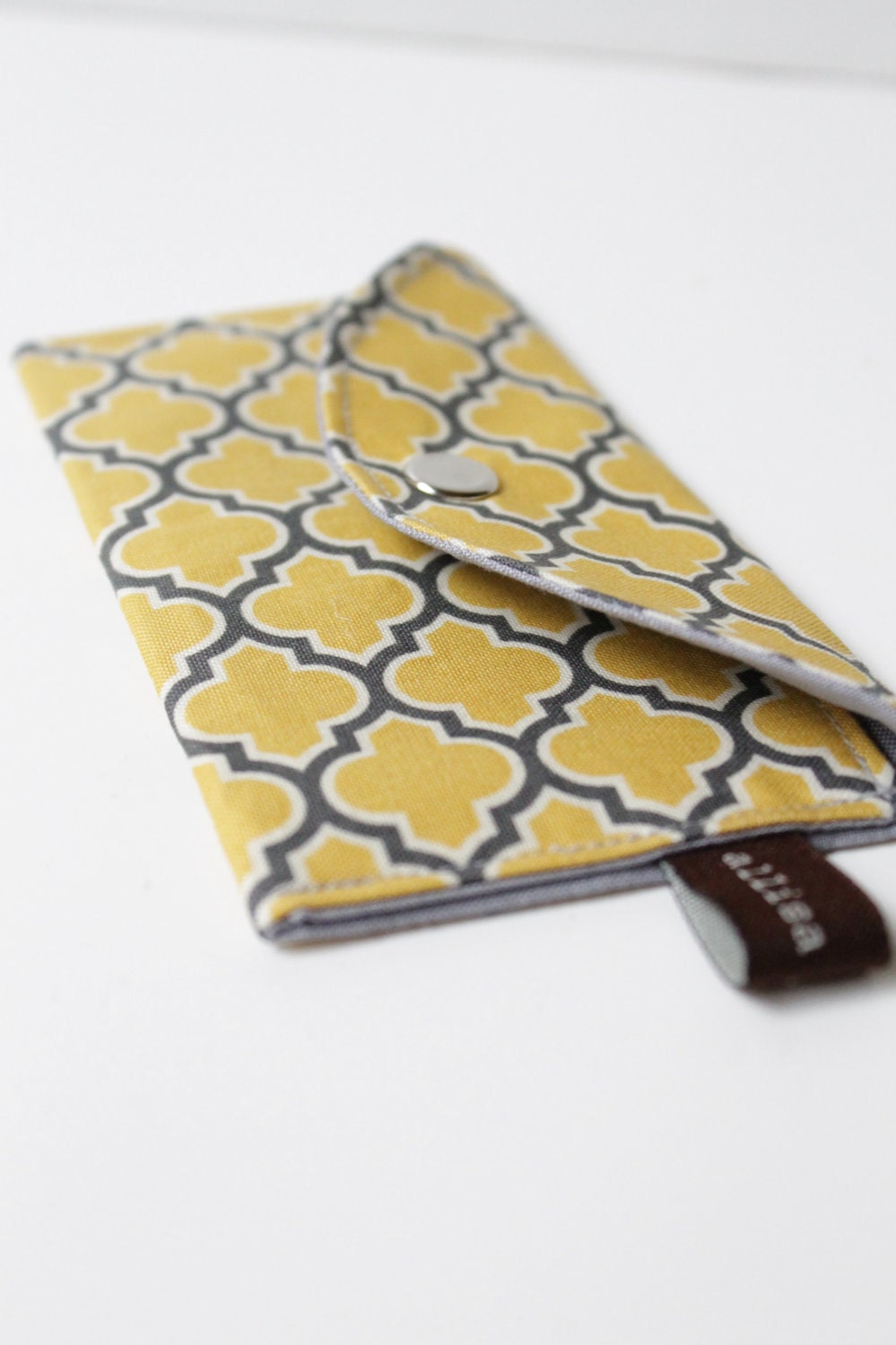 Card Case, Yellow and Gray Business Card Holder, Gift Card Holder