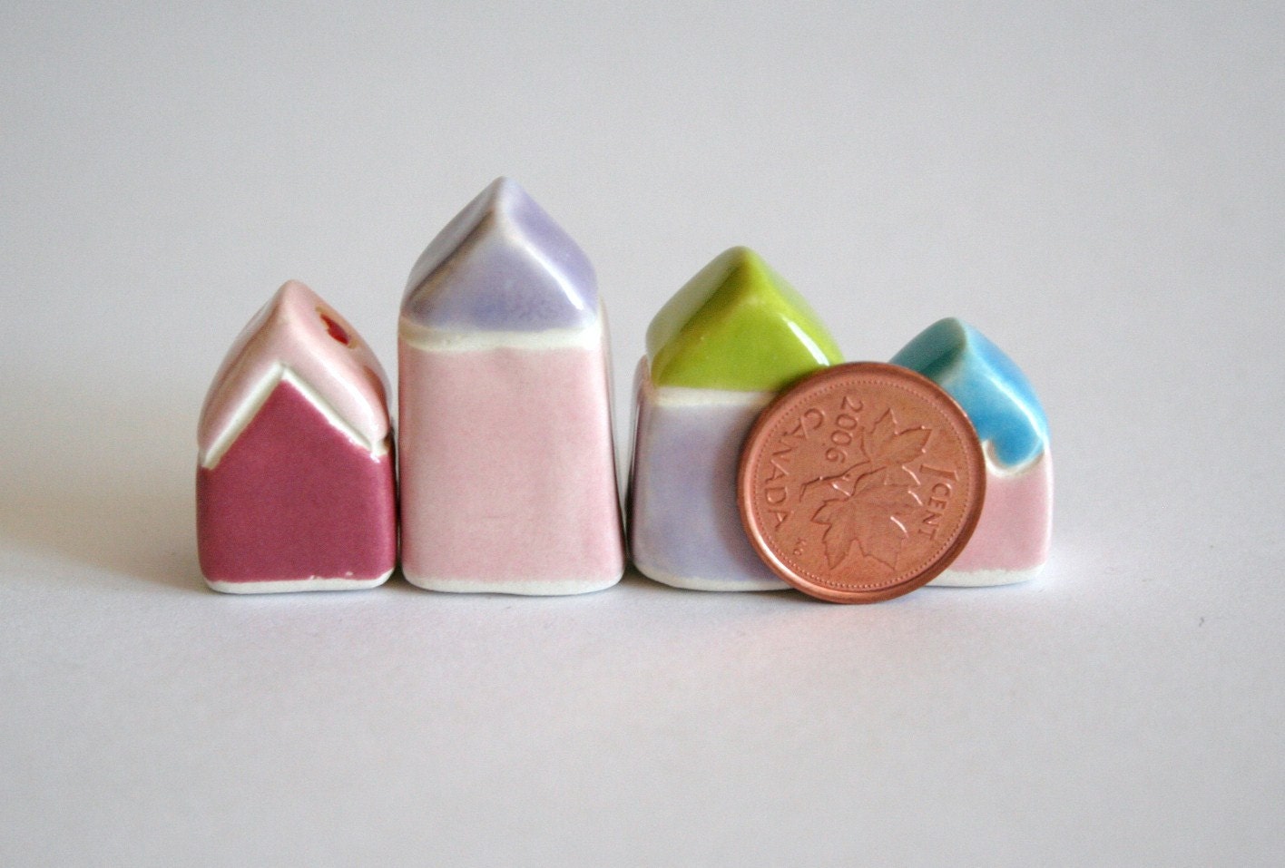 Little Clay House - Pink Lavender - Miniature Ceramic Cottage