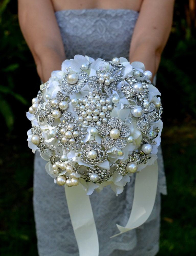 Deposit on a custom heirloom pearl posy -- made to order brooch wedding bouquet