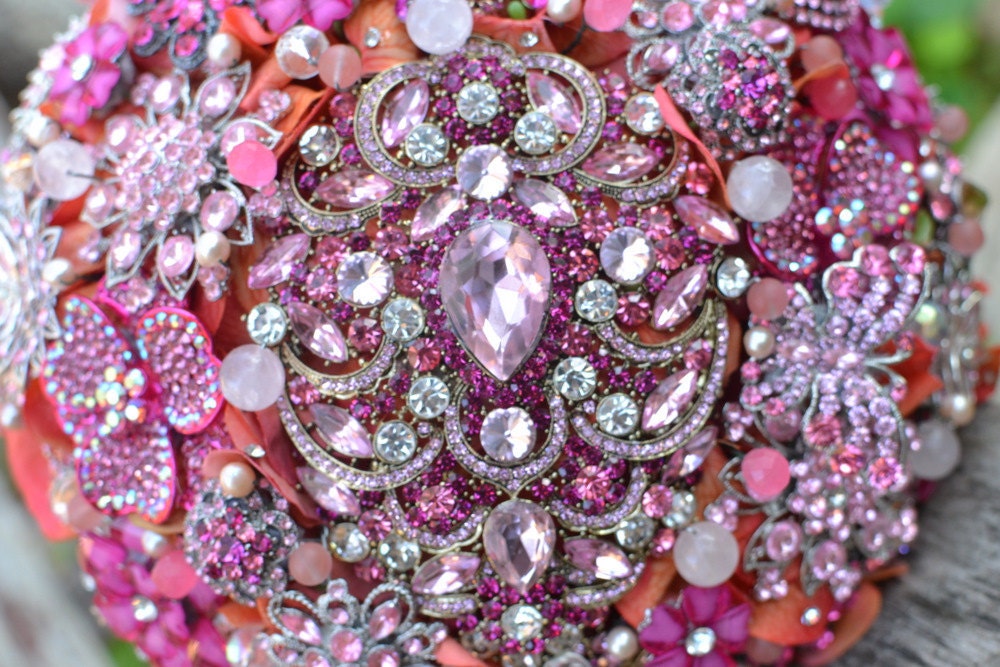 Deposit for an Indian summer brooch bridal bouquet -- made-to-order wedding bouquet