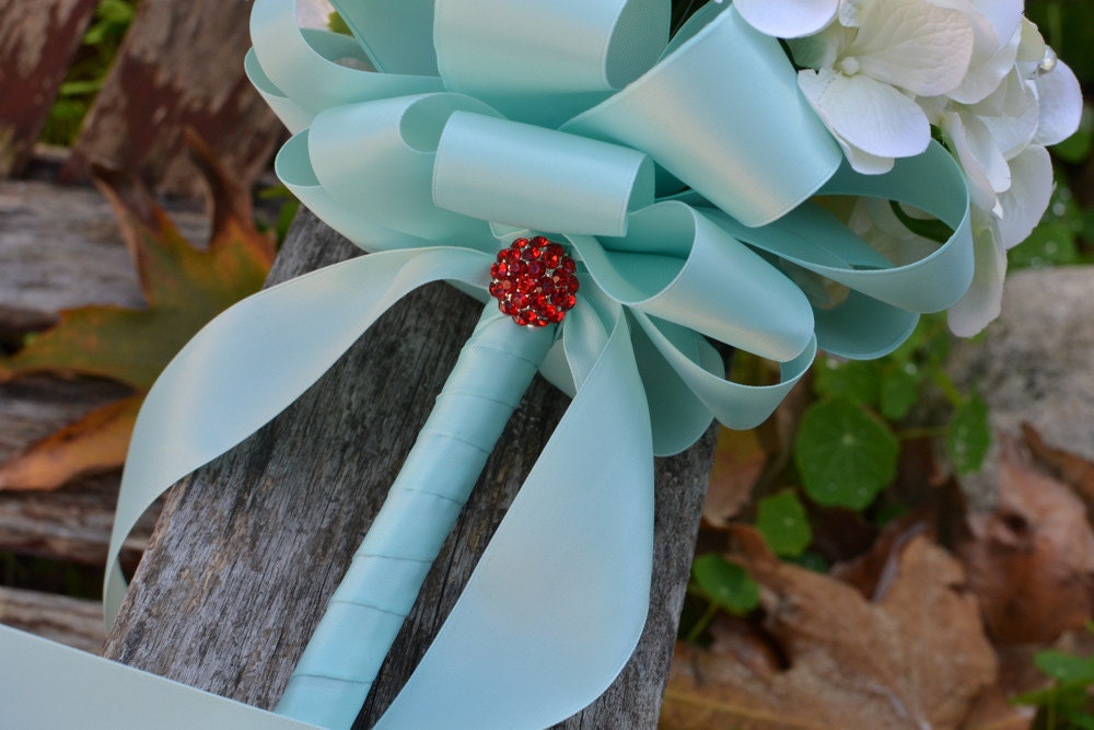 Deposit on Tiffany blue brooch wedding bridal bouquet --made to order bridal bouquet