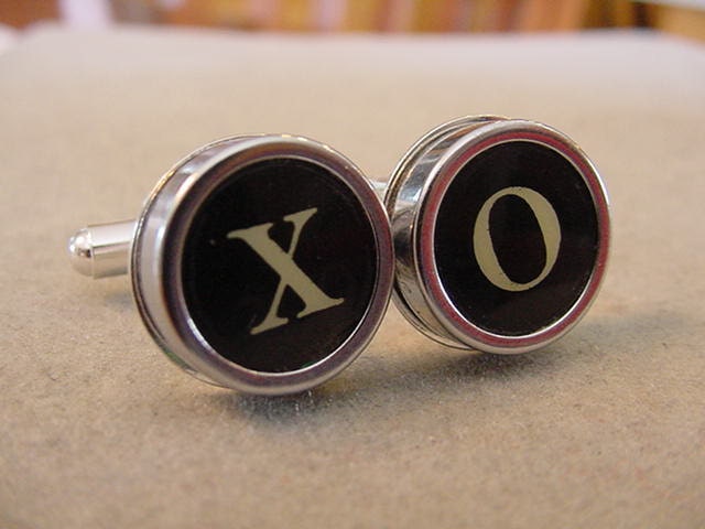 Typewriter key Jewelry Cufflinks  X O HUGS and KISSES  Men's CuffLinks - typewriter key Cufflinks Fathers Day Gift