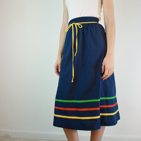 Plus Size Skirt / Navy Blue Ribbon Skirt by jessjamesjake on Etsy