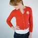 Petite Monogram Sweater / Cherry Red Cardigan