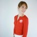 Petite Monogram Sweater / Cherry Red Cardigan