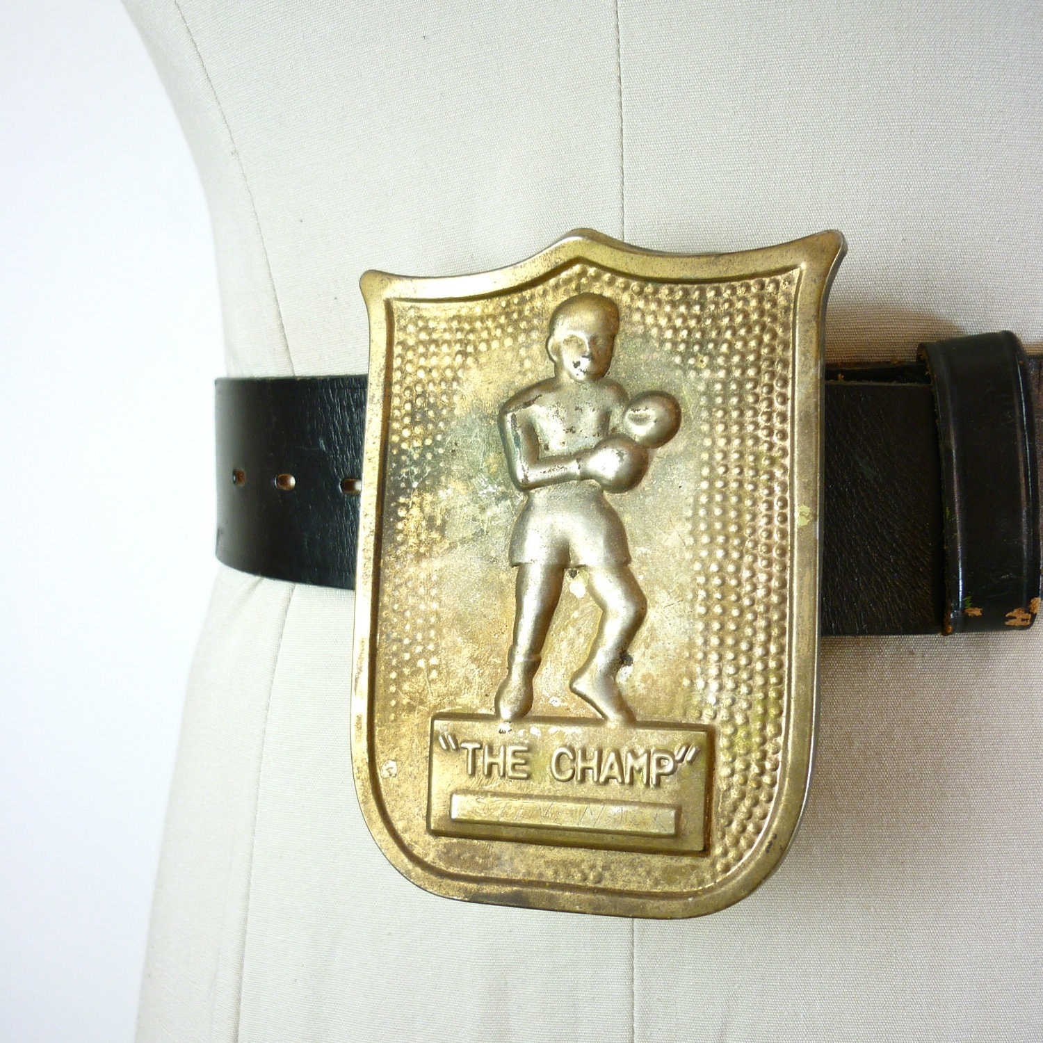 Brass Boxing Belt / Black Leather Belt by jessjamesjake on Etsy