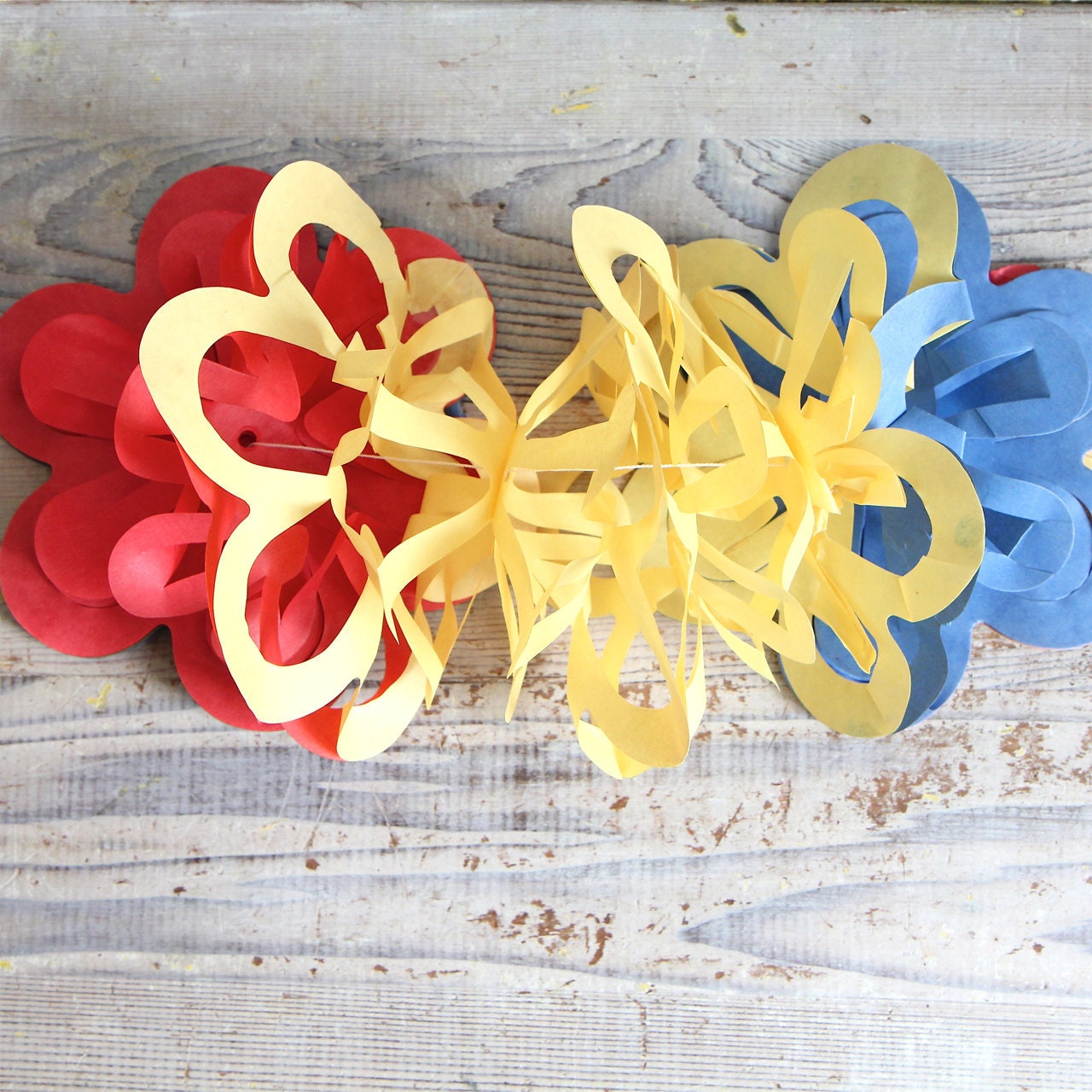 ON SALE  Vintage Crepe Paper Garland - Flowers