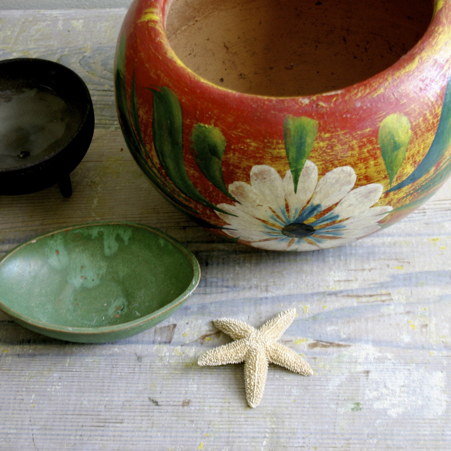 Mexican Terra Cotta Painted Pot by ethanollie on Etsy