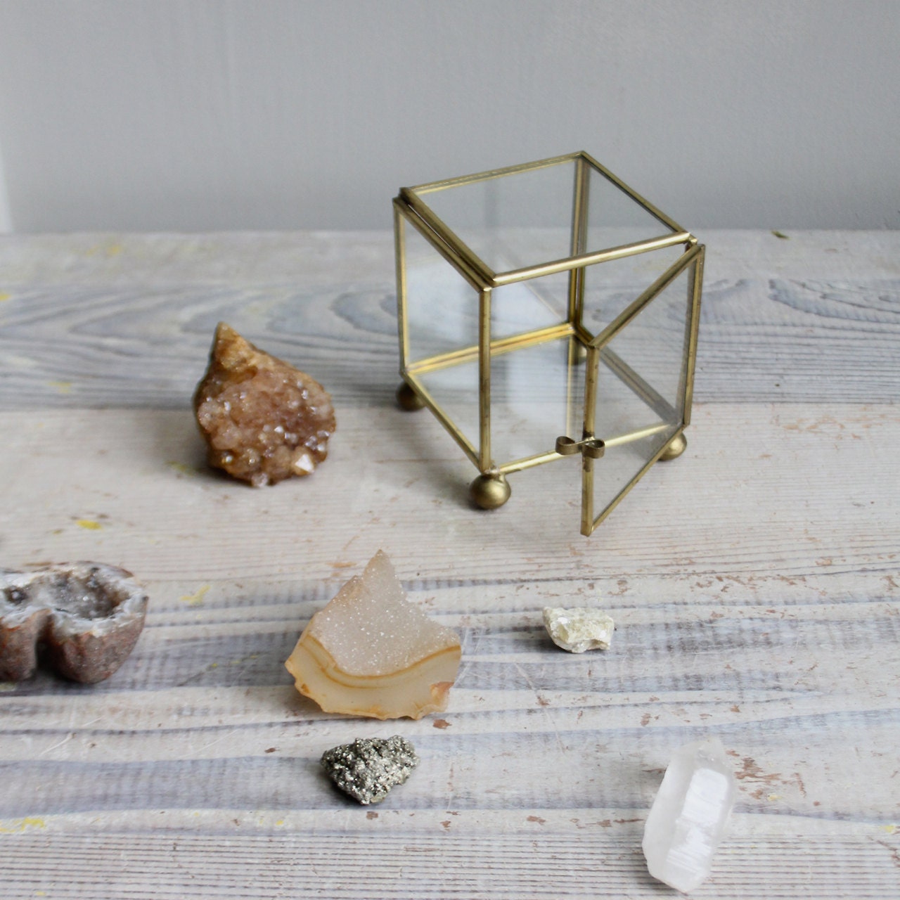 Vintage Brass and Glass Display Case by ethanollie on Etsy
