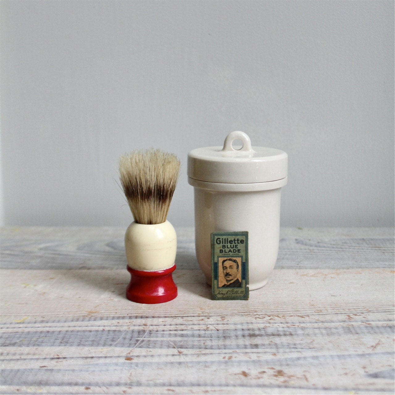 Vintage Shaving Brush Cup and Blade by ethanollie on Etsy