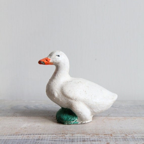 Vintage Duck Statue Cement Garden Ornament by ethanollie on Etsy