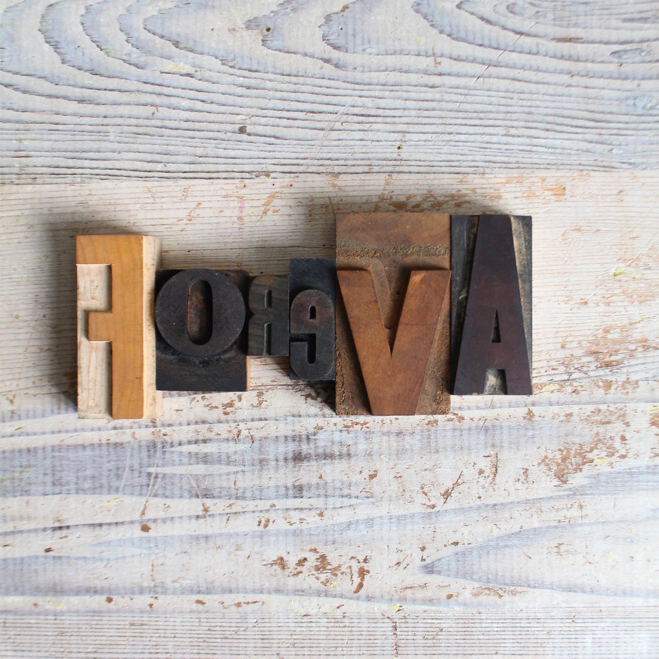 Vintage Letterpress Sentiment - Valentine's Day, Wood Block Greeting