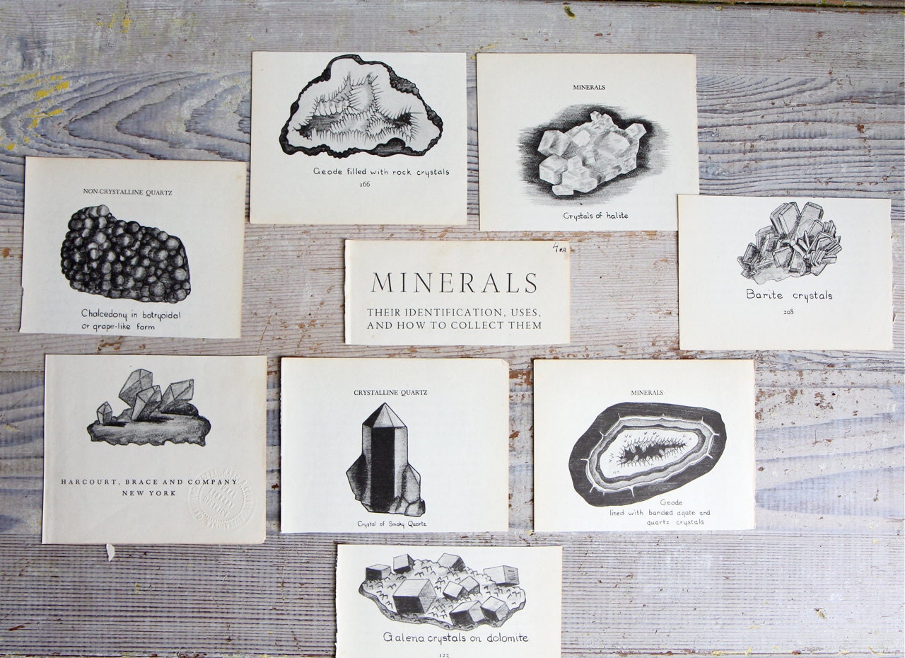 Vintage 1940's Rocks and Minerals Print