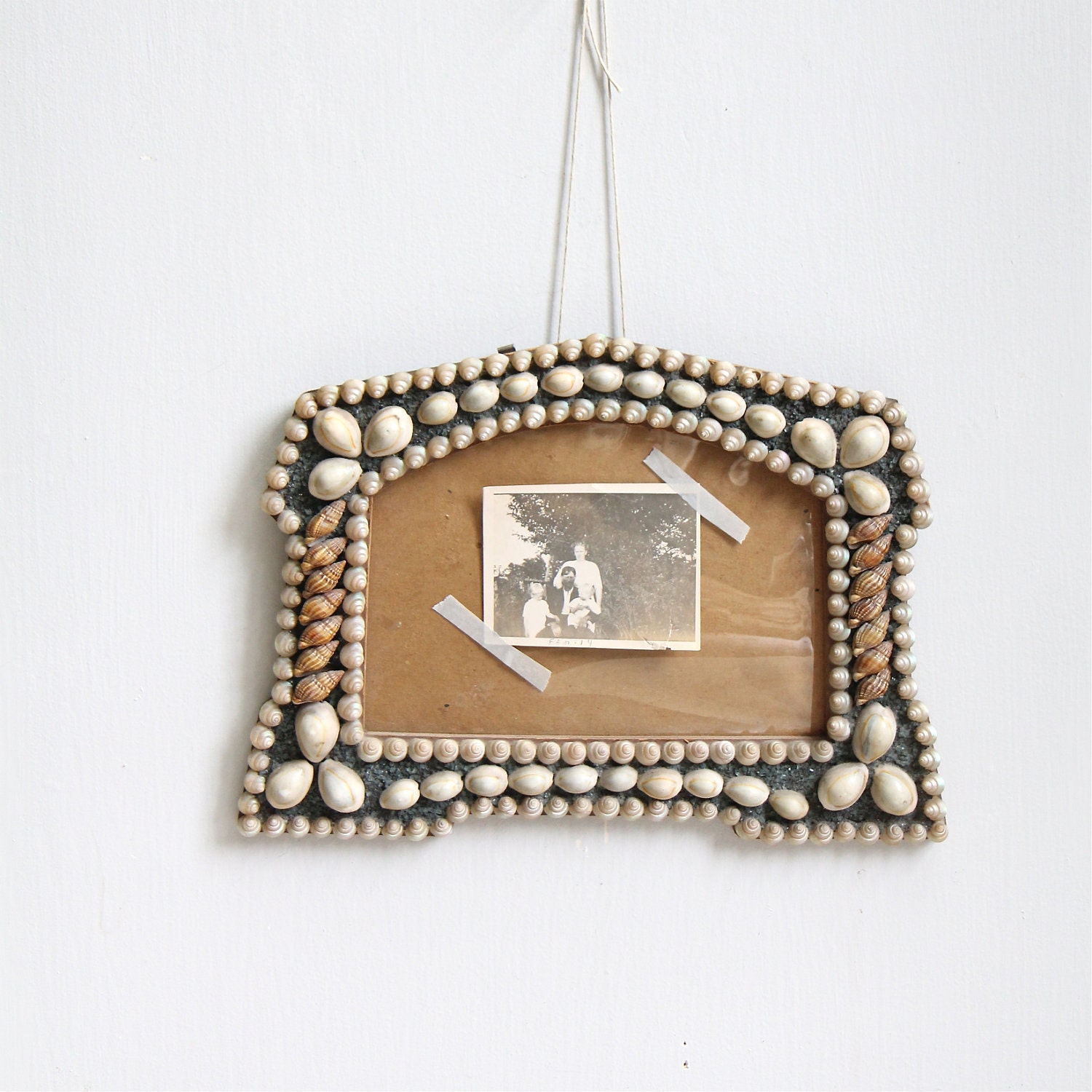 Vintage 1920's Shell and Beach Glass Frame