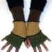 Fingerless Gloves, Arm Warmers, Mohair, Olive, Gold, Brown, Black and Grey