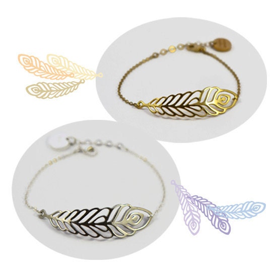 Peacock feather bracelet
