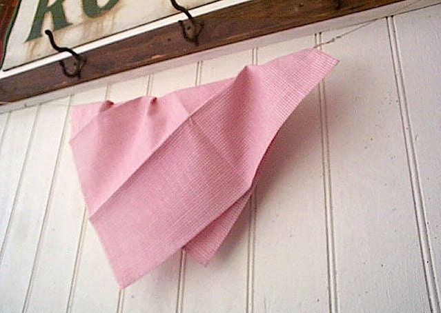 Selvedge pocket square gingham cotton, dusty pink - eco vintage fabric