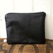 Black leather pouch, clutch - eco recycled vintage