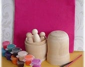 Spring Easter Peg Dolls -DIY Paint Kit with Unpainted Wooden Little People-Rainbow Colors 6 piece set
