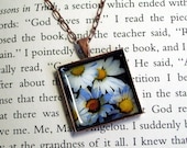 Daisies Art Pendant -  Resin - Antique Copper - AlisaPaints
