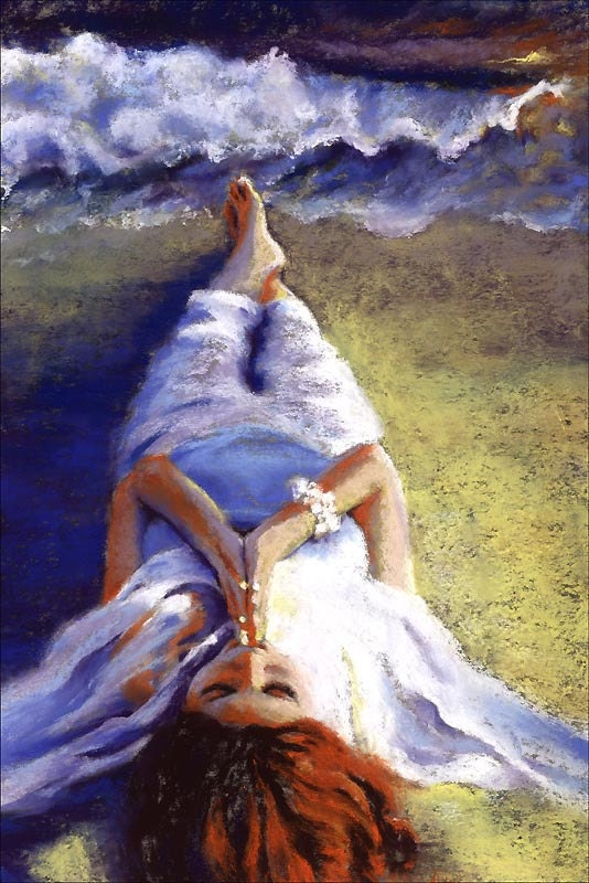 Landscape Woman Print - Meditation Art - Redhead -  8 x 12