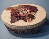 Native American inspired snakeskin trinket box, OOAK  handmade collage