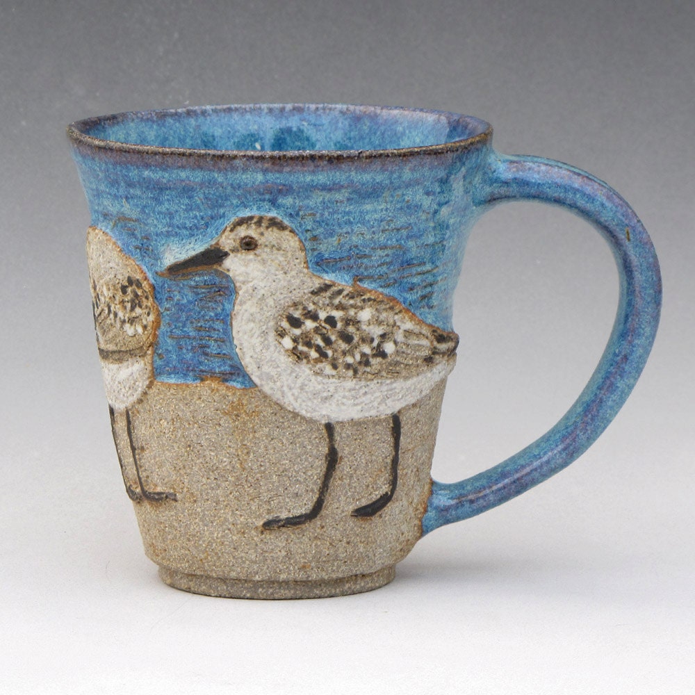 BIRDS & BEACH MUG -- 3 Sanderlings