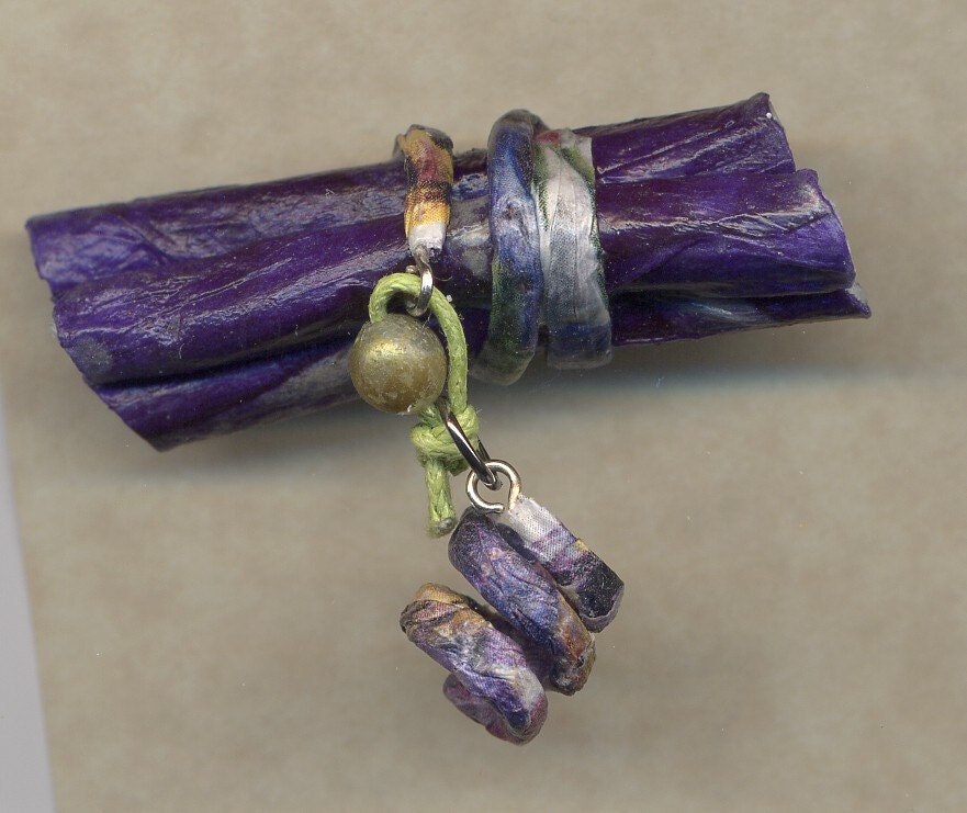 EcoChic Jewelry  -  Fun Paper Wrapped Twigs  -  Brooch