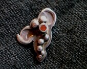 OOAK Sterling and Coral Lapel  Pin