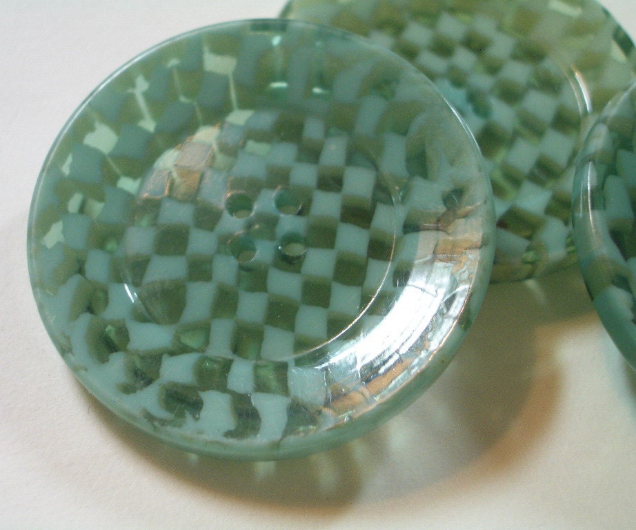 3 Checked Celluloid - Vintage Sew Thru Buttons