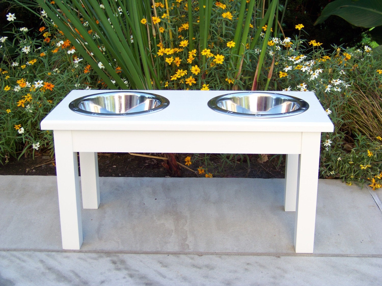 Custom Painted 12" Tall Elevated Dog Bowl Feeder with 2-Quart Bowls