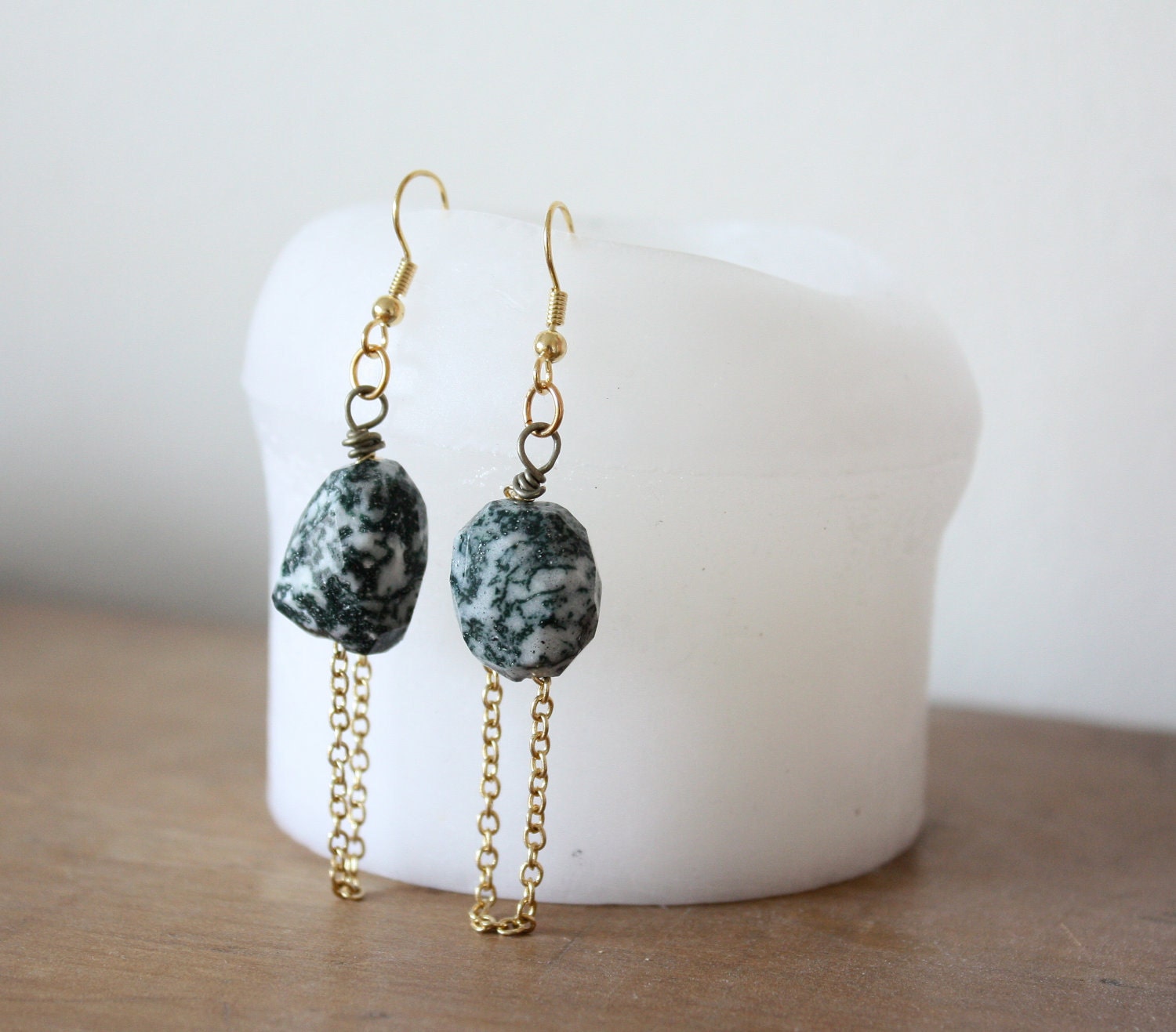 Moss Agate Drape earrings