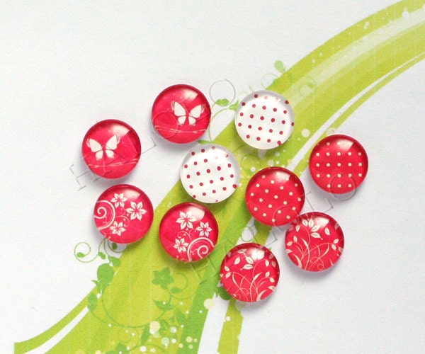 10pcs handmade assorted style round clear glass dome cabochons 12mm (12-91223)