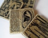 Vintage Encyclopedia - stone drink coaster set