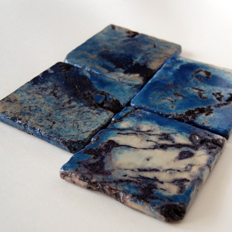 Deep Ocean Blue Coasters - set of 4