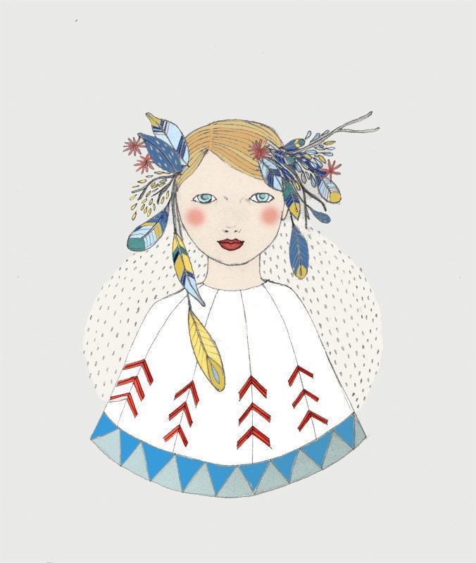 Spring Girl, print of original drawing