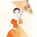 Girl in Orange Dress print of original watercolor