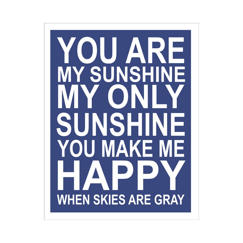 Children's Wall Art / Nursery Decor You Are My Sunshine... 8x10 inch print by Finny and Zook