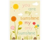 Children's Wall Art / Nursery Decor You Are My Sunshine... 8x10 inch print by Finny and Zook